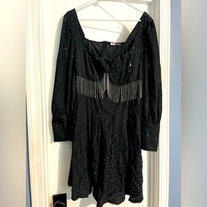 SHEIN black dress with silver fringe great for western theme party or rodeo.